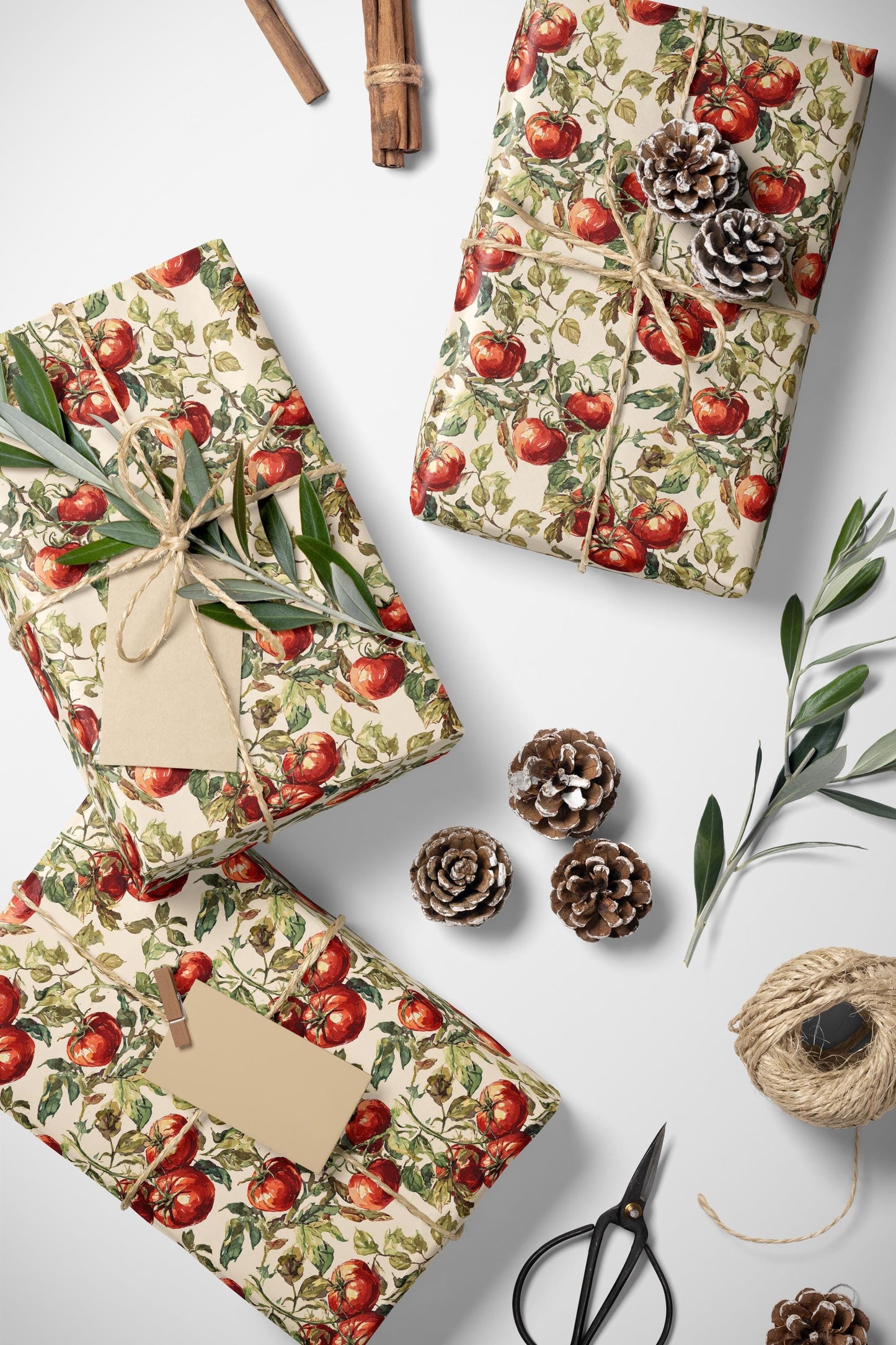 Farmers Market Wrapping Paper Roll Rustic Farmhouse Gift Wrap Featuring Tomatoes Vegetables Farm Fresh Organic Eco Kitchen Style #17