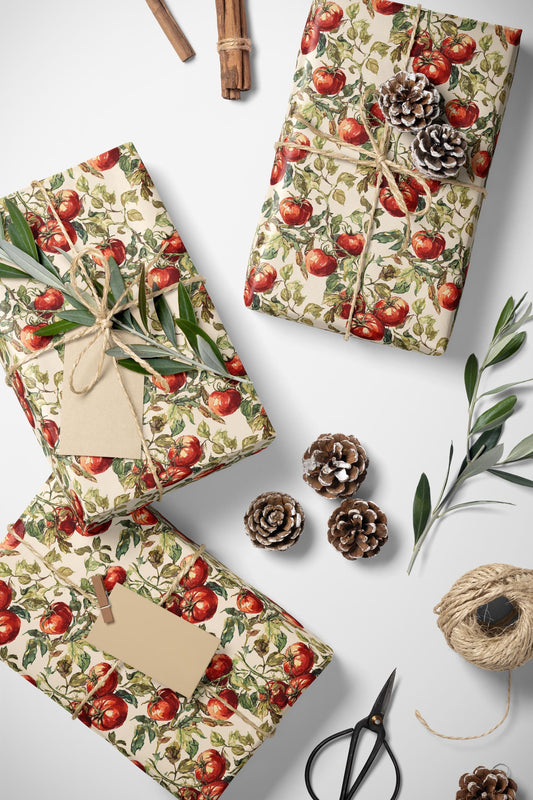 Farmers Market Wrapping Paper Roll Rustic Farmhouse Gift Wrap Featuring Tomatoes Vegetables Farm Fresh Organic Eco Kitchen Style #17