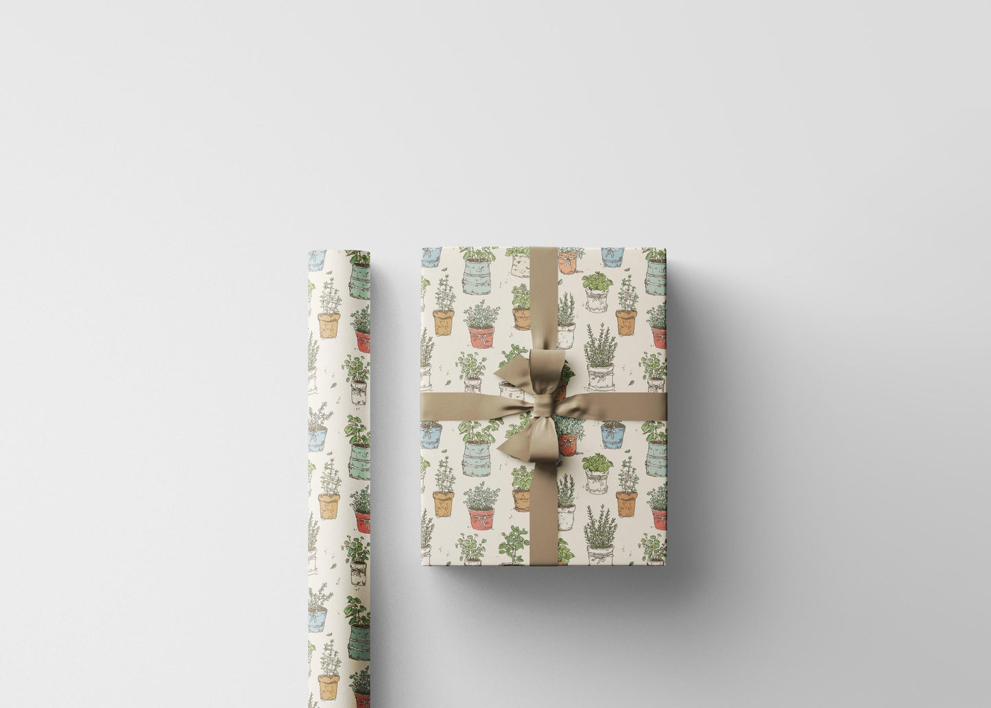 Farmers Market Wrapping Paper Roll Rustic Farmhouse Kitchen Herbs Basil Parsley Rosemary Eco Friendly Country Gift Wrap #42