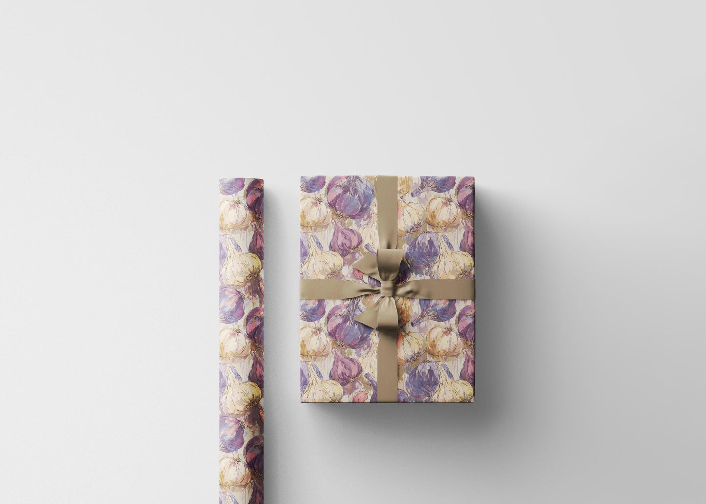 Farmers Market Wrapping Paper Roll Eco Rustic Garlic Design Farmhouse Kitchen Organic Vegetables Country Foodie Gift Wrap #43