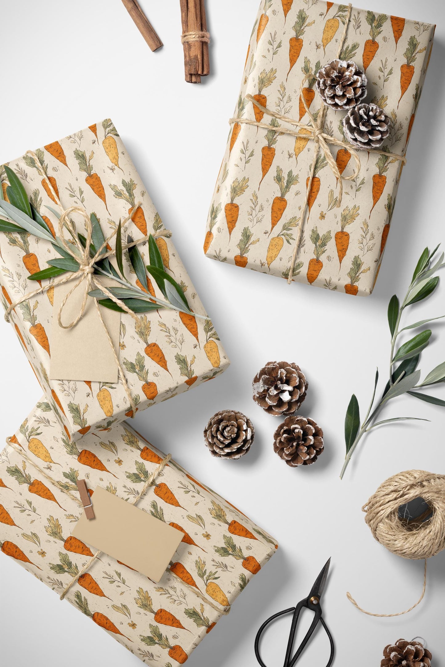 Farmers Market Wrapping Paper Roll Eco Rustic Carrots Illustration Farmhouse Country Vegetables Kitchen Organic Gift Wrap #19