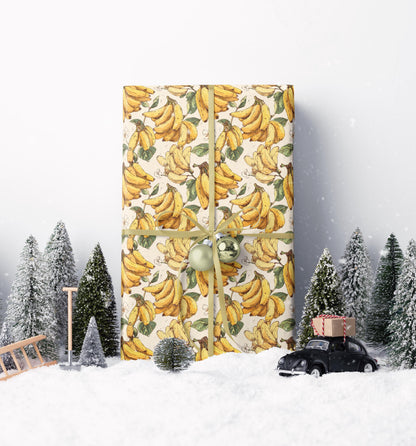 Bananas Farmers Market Wrapping Paper Roll Colorful Rustic Produce Design Tropical Fruits Farmhouse Eco Friendly Gift Wrap #5