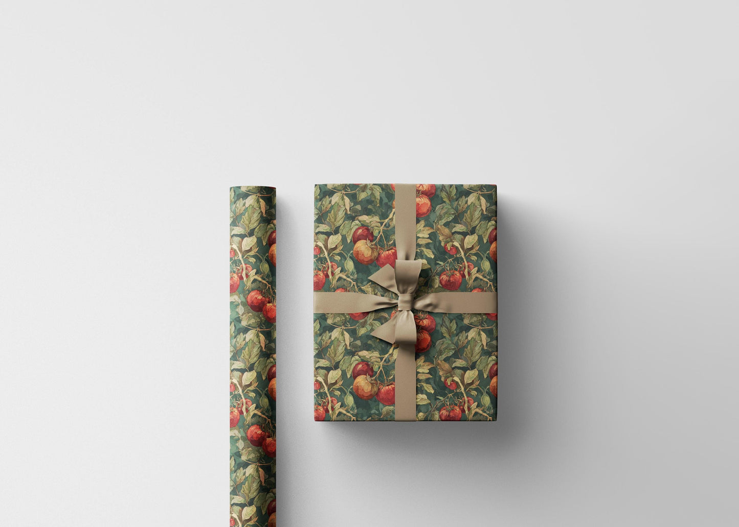 Farmers Market Wrapping Paper Roll Farm Fresh Tomatoes Illustration Rustic Country Veggies Eco Kitchen Organic Gift Wrap #16