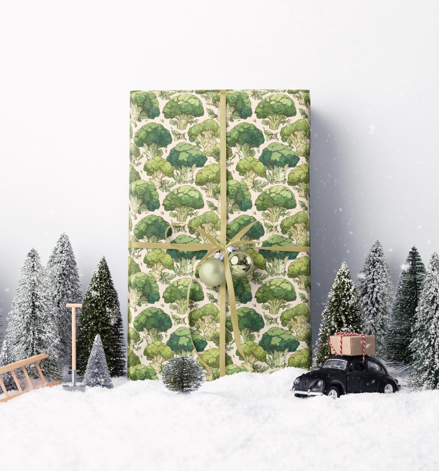 Farmers Market Broccoli Wrapping Paper Roll with Fruits Vegetables Rustic Farm Fresh Produce Farmhouse Eco Kitchen Gift Wrap #8