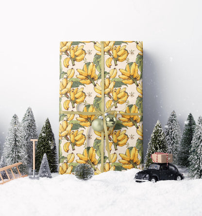Farmers Market Bananas Wrapping Paper Roll Farm Fresh Fruits Rustic Eco Kitchen Foodie Farmhouse Gift Wrap Design #6