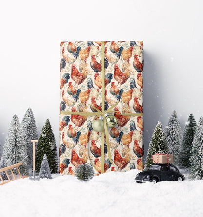 Farmers Market Wrapping Paper Roll Fresh Farm Chickens Rustic Country Farmhouse Eco Friendly Barnyard Kitchen Gift Wrap #24