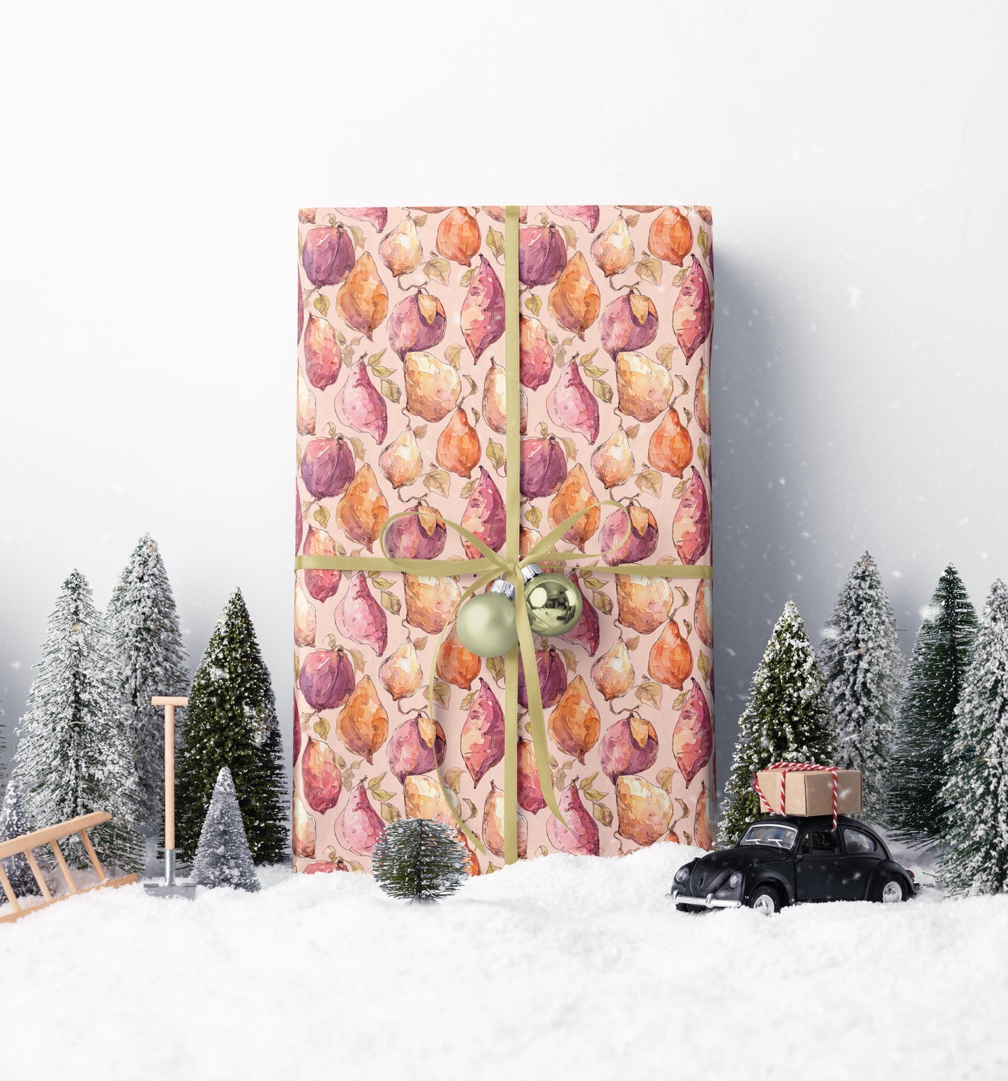 Sweet potato Farmers Market Wrapping Paper Roll Vintage Rustic Design Fruits and Veggies Eco Friendly #12
