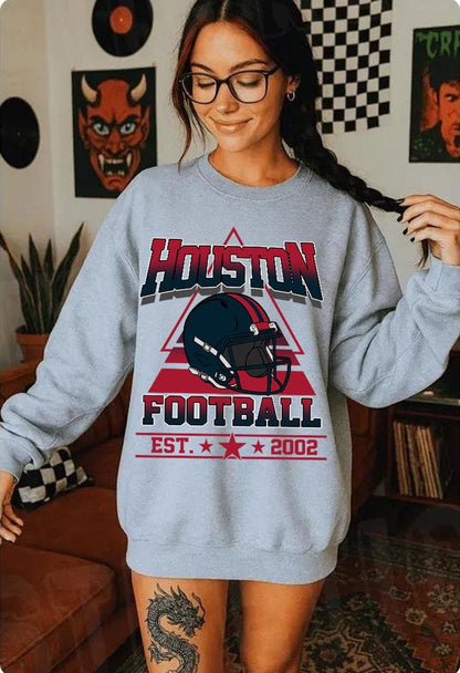 Houston Football Vintage 90s Style Sweatshirt, Houston Football Shirt, Sunday Football Shirt, Retro Houston Crewneck Sweatshirt, Game Day