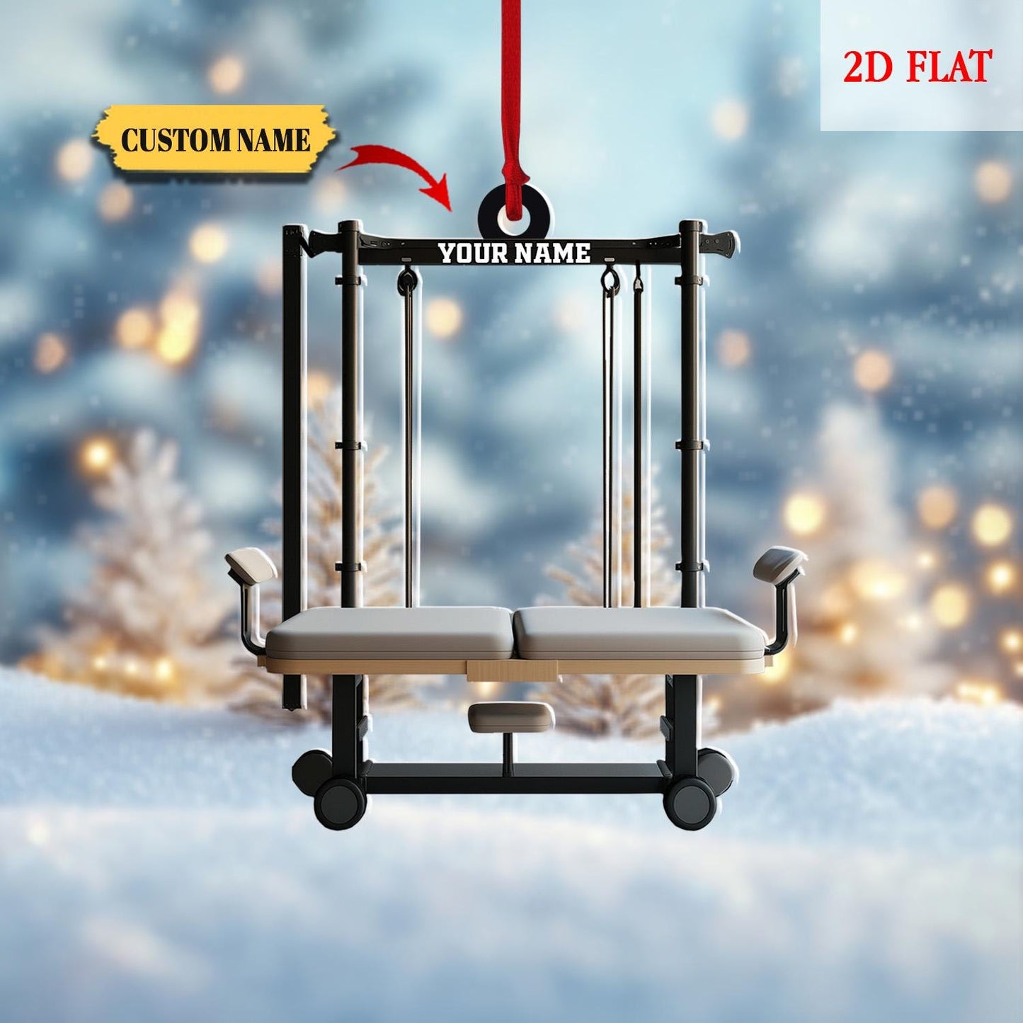 Personalized Pilates equipment Xmas Gift, Pilates equipment Christmas Ornament, Acrylic ornament, Fitness Ornament, Fitness Lover Gift