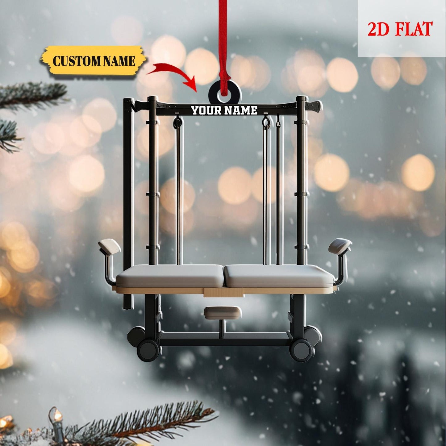 Personalized Pilates equipment Xmas Gift, Pilates equipment Christmas Ornament, Acrylic ornament, Fitness Ornament, Fitness Lover Gift