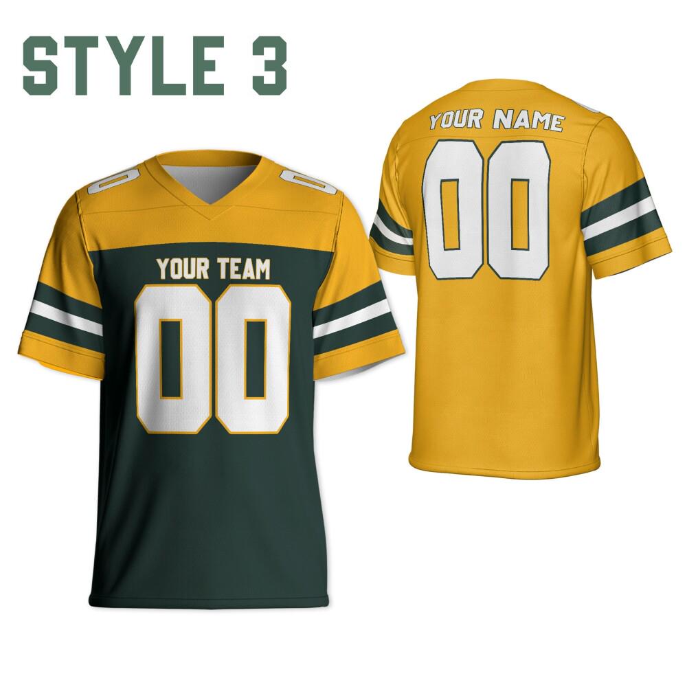 Custom Team Packers Football Jersey green and gold jersey, Personalized Name & Number Free Style jersey, Game Day jersey
