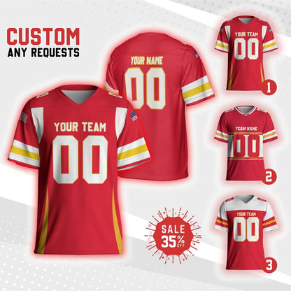 Custom Team Chief Football Jersey red gold and white jersey, Personalized Name & Number Jersey Free Style, Game Day Outfit