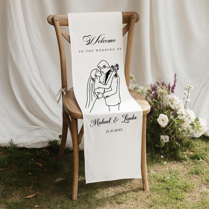 Personalized Fabric Wedding Welcome Sign – Custom Ceremony Entrance Banner | Modern Minimalist Wedding Decor | Welcome To Our Wedding