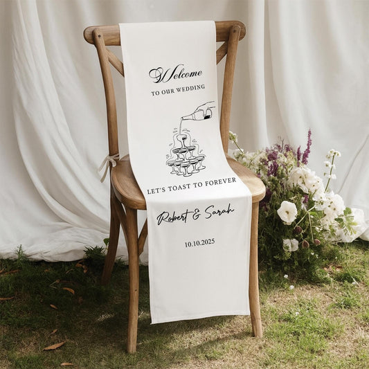 Personalized Fabric Wedding Welcome Sign Banner - Wedding Ceremony Sign - Modern Wedding Welcome Sign - Welcome To Our Wedding Sign
