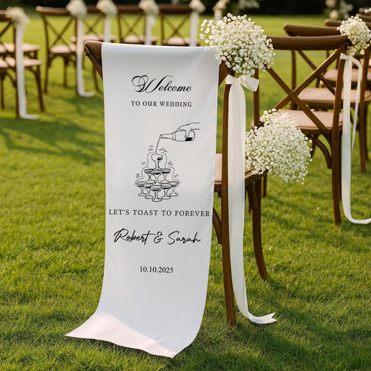 Personalized Fabric Wedding Welcome Sign Banner - Wedding Ceremony Sign - Modern Wedding Welcome Sign - Welcome To Our Wedding Sign