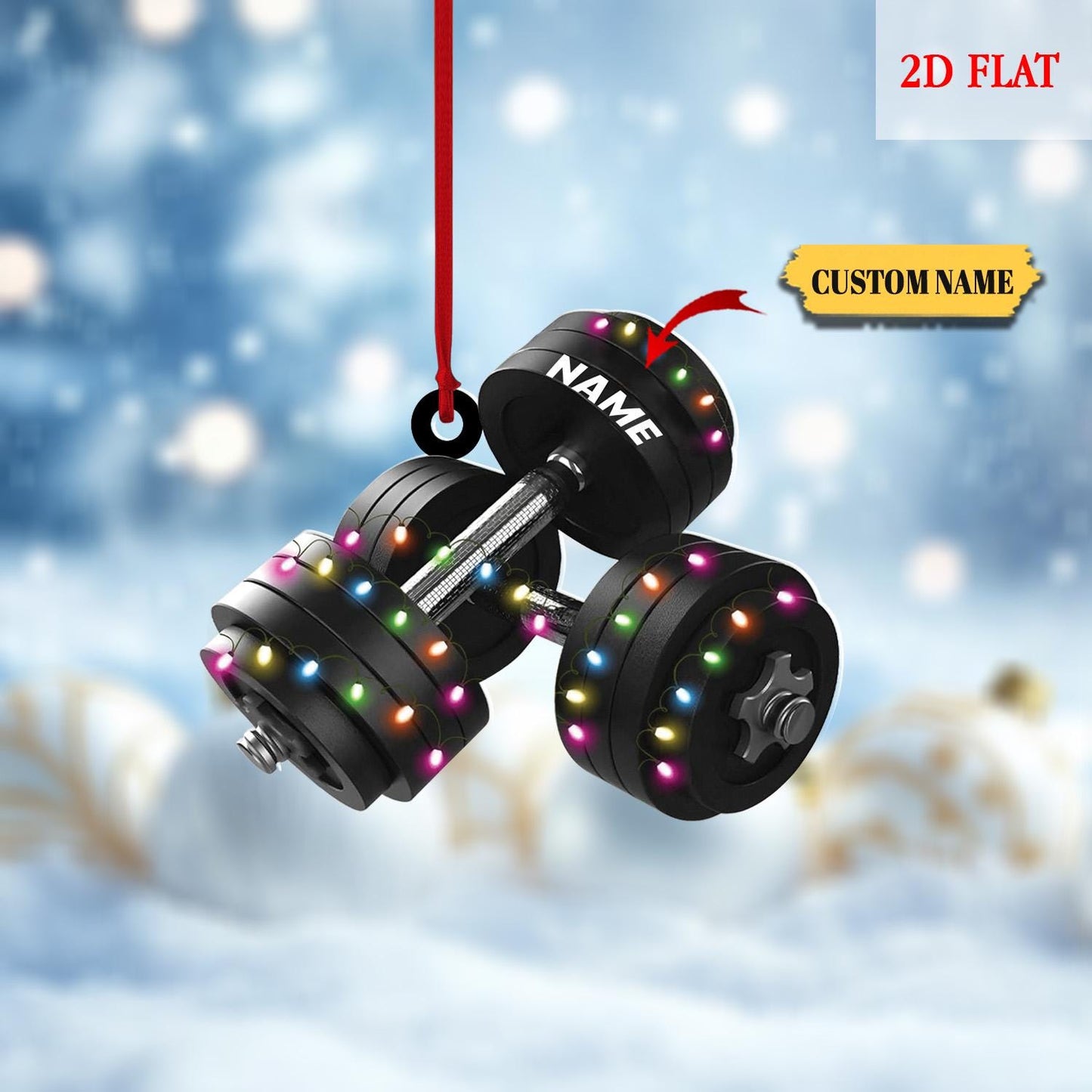 Personalized Dumbbell Ornament, Custom Gym Gift for Fitness Lovers, Workout Christmas Tree Decoration, Gym lover Christmas ornament,gym gift