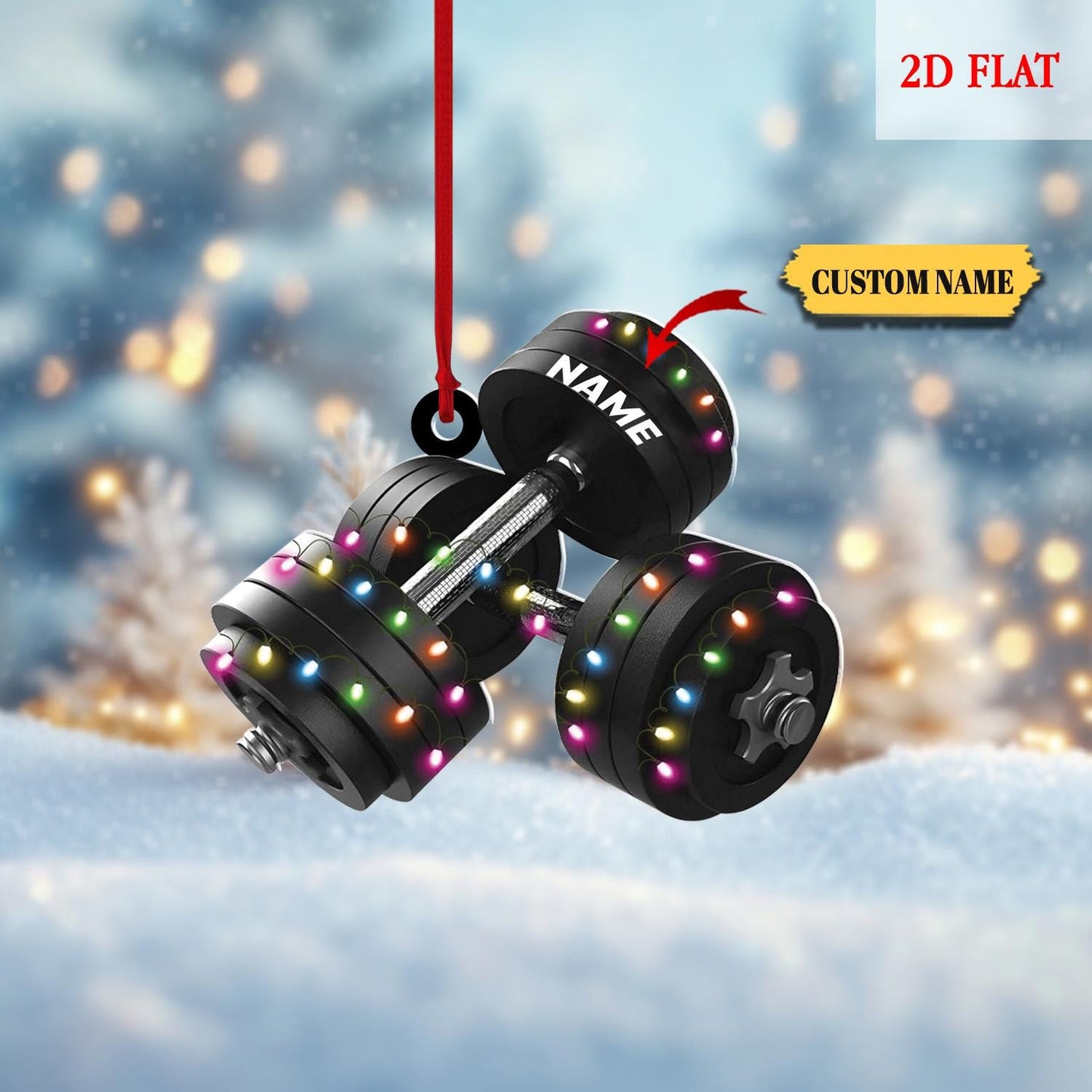 Personalized Dumbbell Ornament, Custom Gym Gift for Fitness Lovers, Workout Christmas Tree Decoration, Gym lover Christmas ornament,gym gift