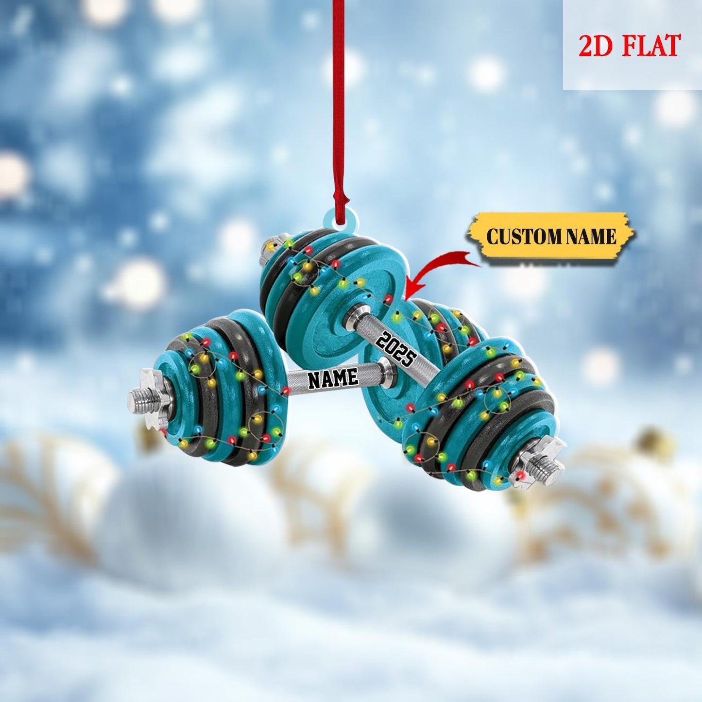 Personalized Dumbbell Ornament, Custom Gym Gift for Fitness Lovers, Workout Christmas Tree Decoration,Gym lover Christmas ornament,Gym gift