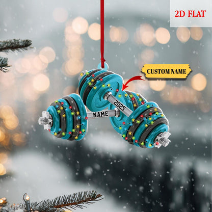 Personalized Dumbbell Ornament, Custom Gym Gift for Fitness Lovers, Workout Christmas Tree Decoration,Gym lover Christmas ornament,Gym gift