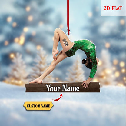 Personalized Gymnastics Girl Ornament, Custom 2D Flat Gymnastics Woman Christmas Decoration,  Gymnastics Acrylic ornament, Gymnast Gift