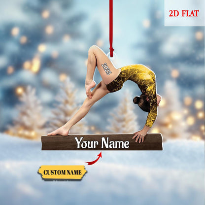 Personalized Gymnastics Girl Ornament, Custom 2D Flat Gymnastics Woman Christmas Decoration,  Gymnastics Acrylic ornament, Gymnast Gift