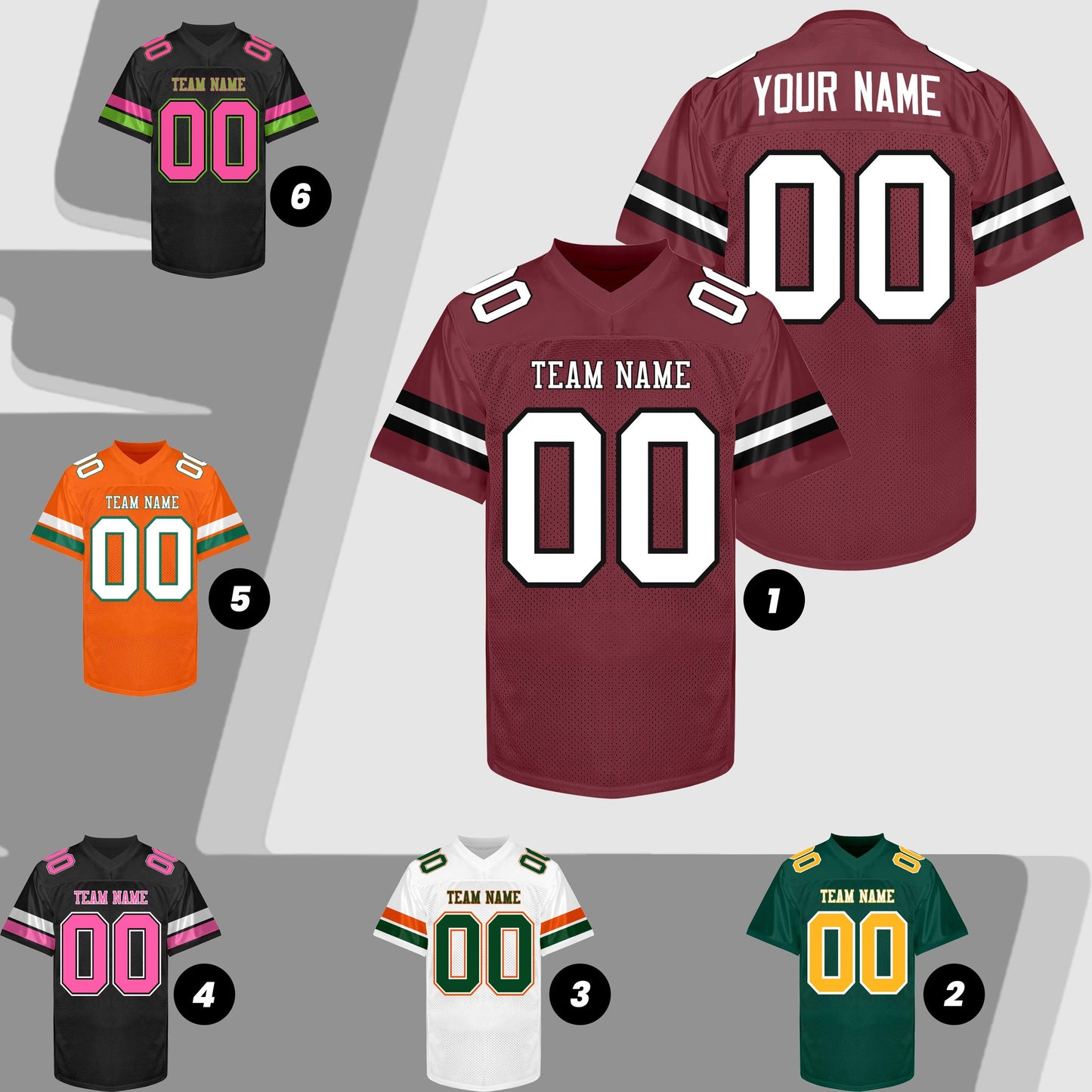 Custom Maroon White  Football Jersey Men Women Youth Kid, Football Shirt Printed Name Number and Logo, Practice Football Sports Uniform