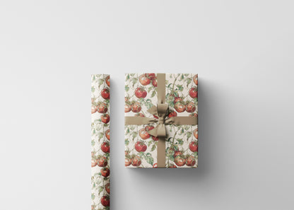 Farmers Market Wrapping Paper Roll Country Farmhouse Style Red Tomatoes Vegetables Rustic Kitchen Eco Organic Gift Wrap Design #15