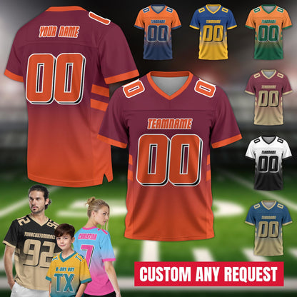 Custom Football Uniform Team Name number, Personalized Concert Outfit Football fan tee Gift for Men Women Kid Big Size Available