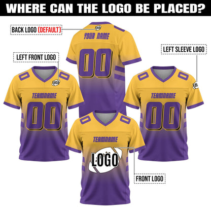 Custom Front Back Football Jersey Team Name number, Personalized Concert Outfit Football fan Gift for Adult Kid Short Sleeves V-Neck Shirt