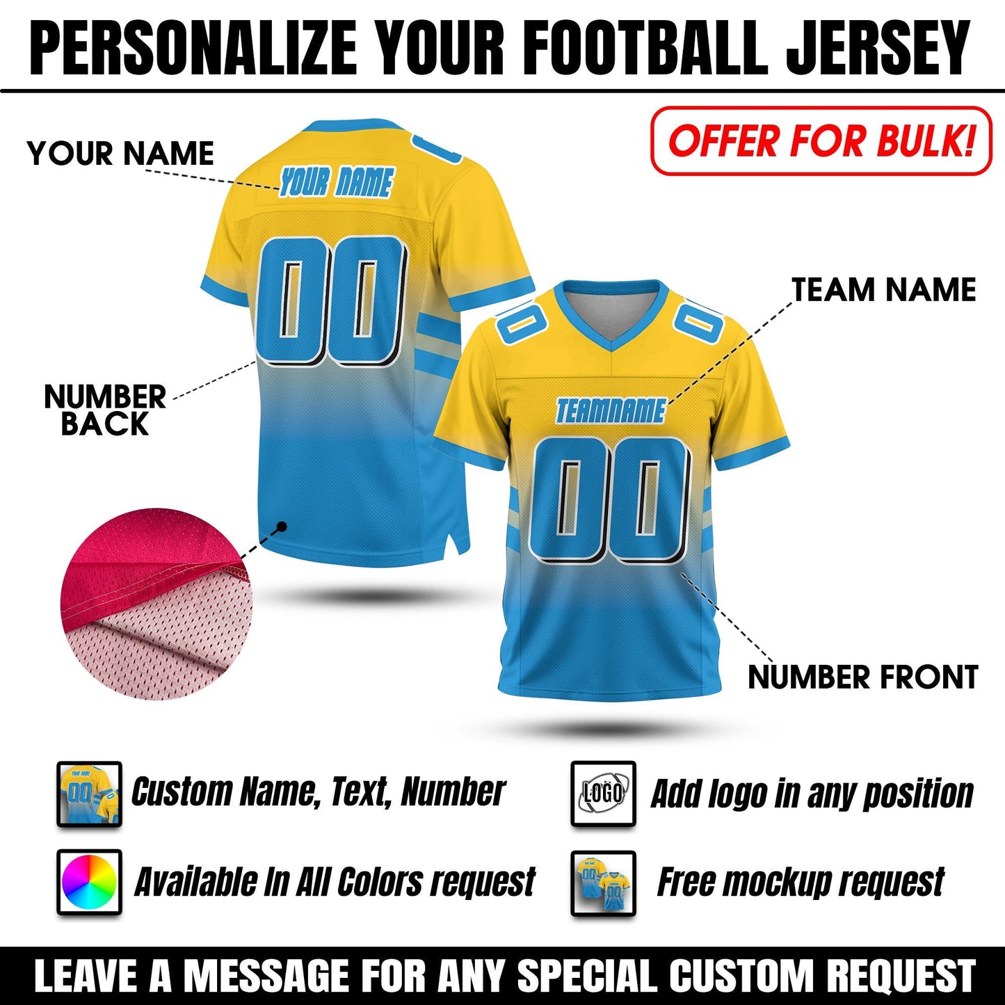 Custom Football Jersey for Men Women Youth Kid, Personalized Football fan Gift Add Team Name Number Logo, Short Sleeves V-Neck Shirt