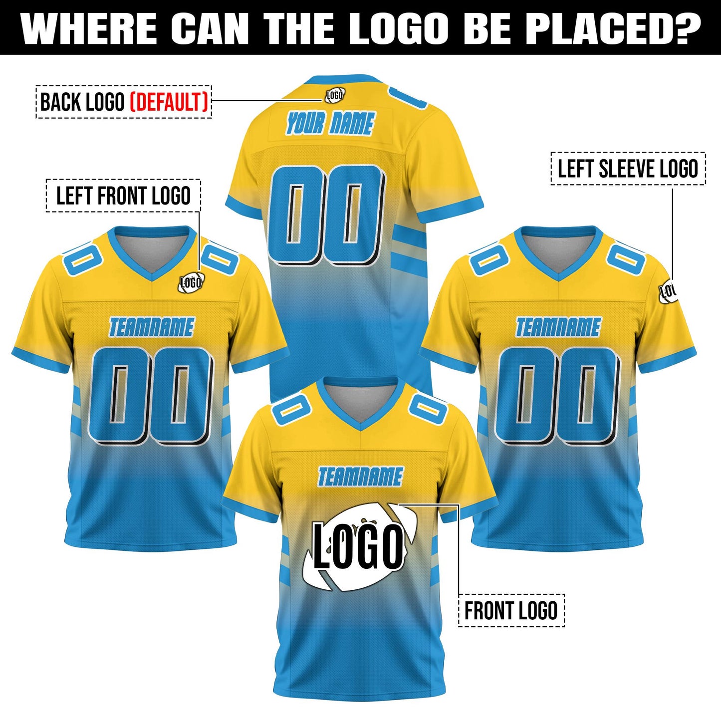 Custom Football Jersey for Men Women Youth Kid, Personalized Football fan Gift Add Team Name Number Logo, Short Sleeves V-Neck Shirt