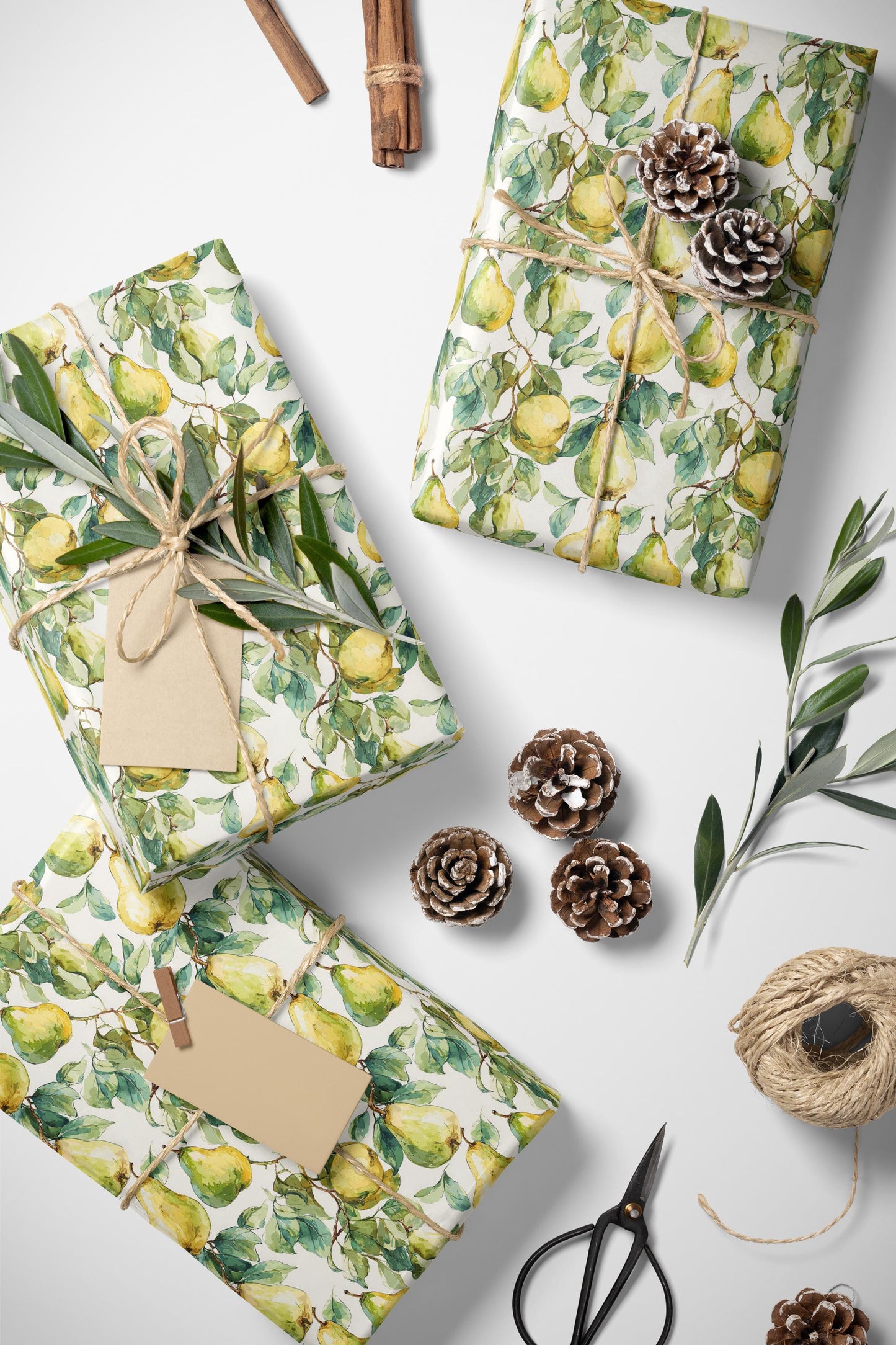 Farmers Market Wrapping Paper Roll Farm Fresh Pears Rustic Country Fruit Eco Friendly Farmhouse Kitchen Organic Gift Wrap #62