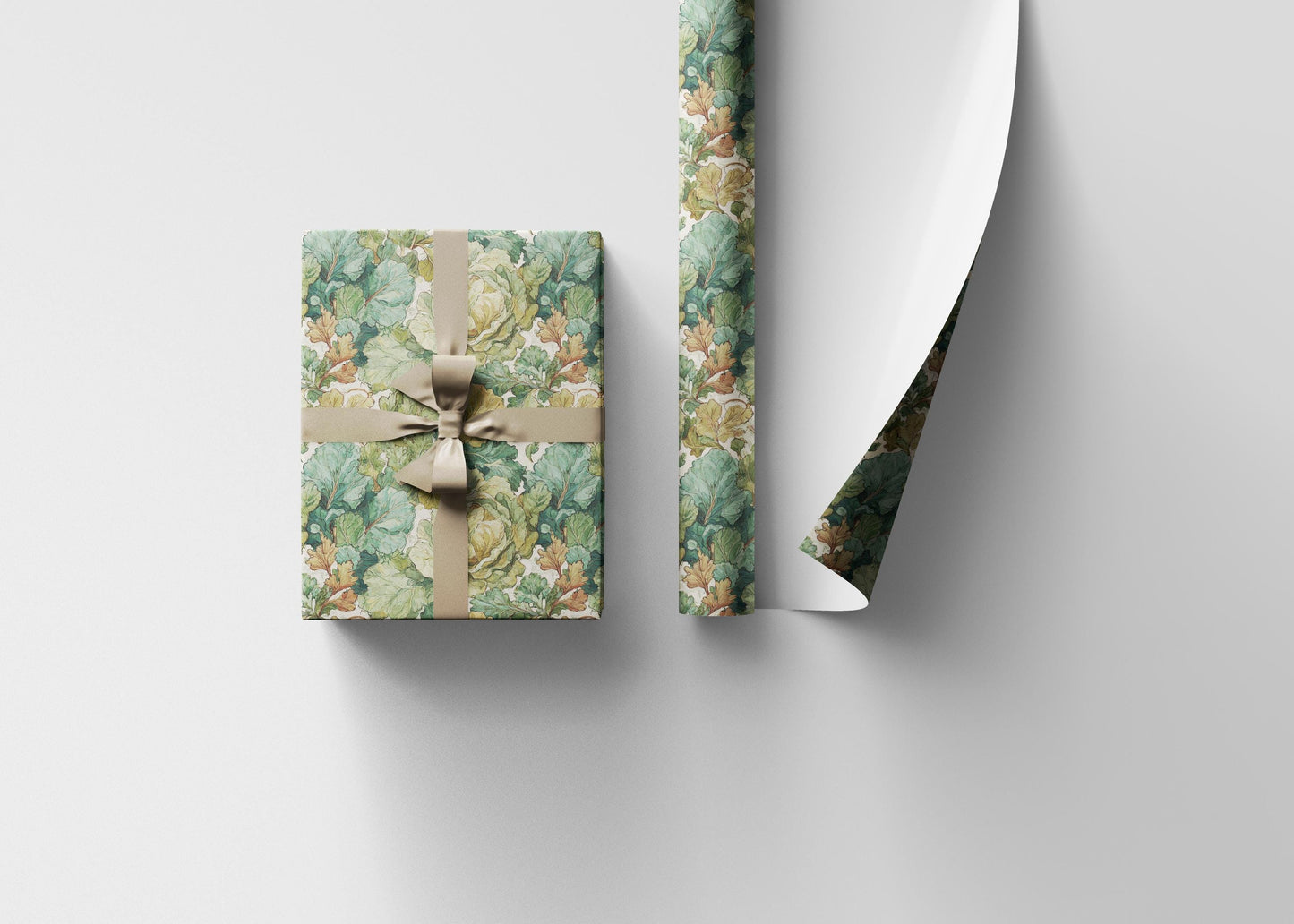 Farmers Market Wrapping Paper Roll Farm Fresh Leafy Greens Kale Rustic Country Vegetables Eco Friendly Kitchen Gift Wrap #73