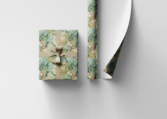 Farmers Market Wrapping Paper Roll Farm Fresh Leafy Greens Kale Rustic Country Vegetables Eco Friendly Kitchen Gift Wrap #73