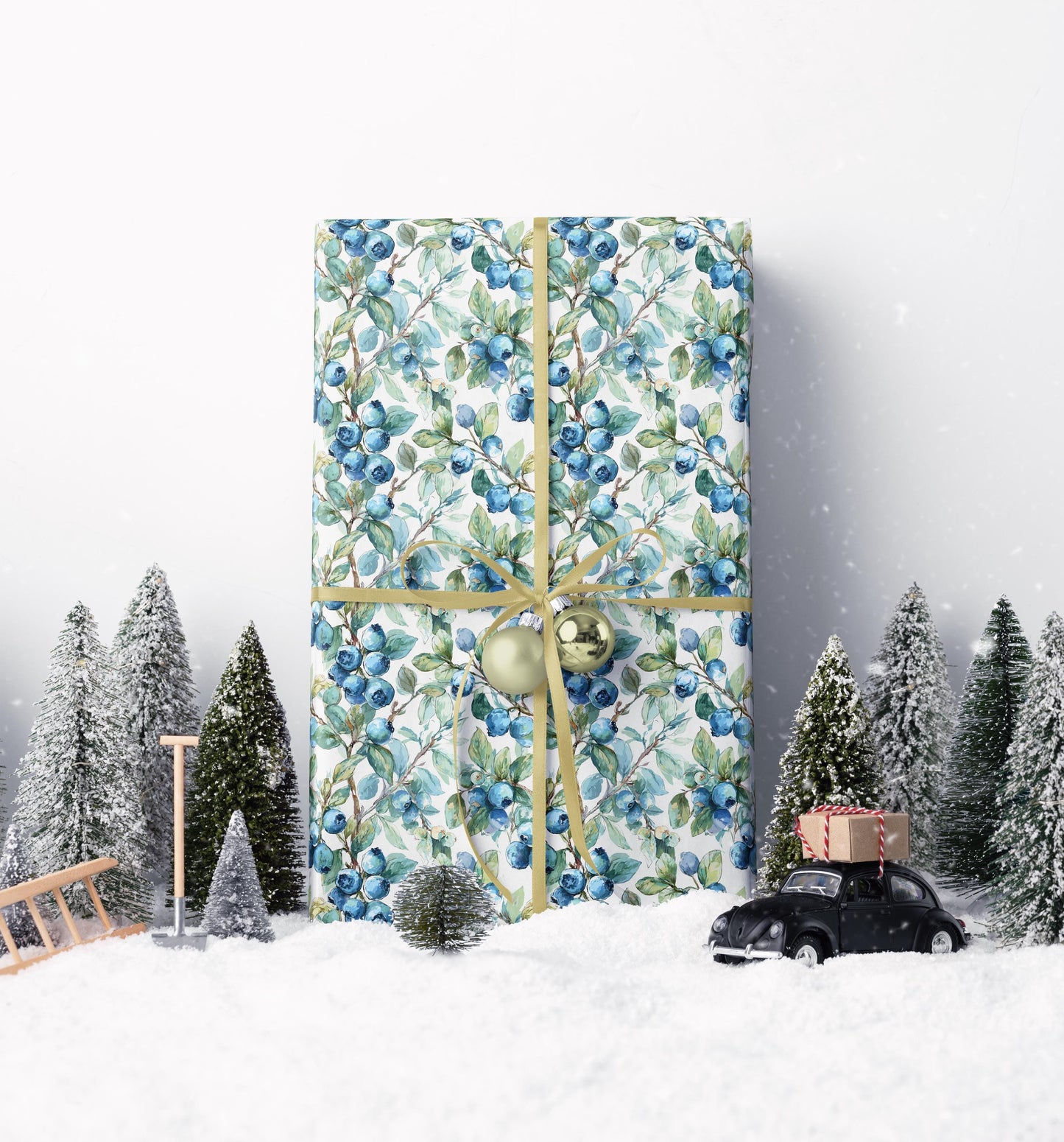 Farmers Market Wrapping Paper Roll Farm Fresh Blueberries Rustic Country Fruit Eco Friendly Farmhouse Kitchen Organic Gift Wrap #79