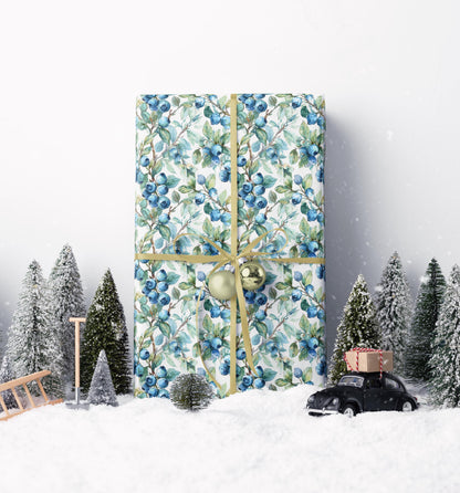 Farmers Market Wrapping Paper Roll Farm Fresh Blueberries Rustic Country Fruit Eco Friendly Farmhouse Kitchen Organic Gift Wrap #79