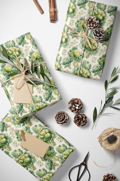 Farmers Market Wrapping Paper Roll Eco Rustic Broccoli Design Farm Fresh Vegetable Farmhouse Country Kitchen Gift Wrap #67