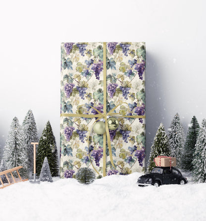 Farmers Market Wrapping Paper Roll Farm Fresh Grapes Rustic Vineyard Design Eco Friendly Country Kitchen Fruit Gift Wrap #51