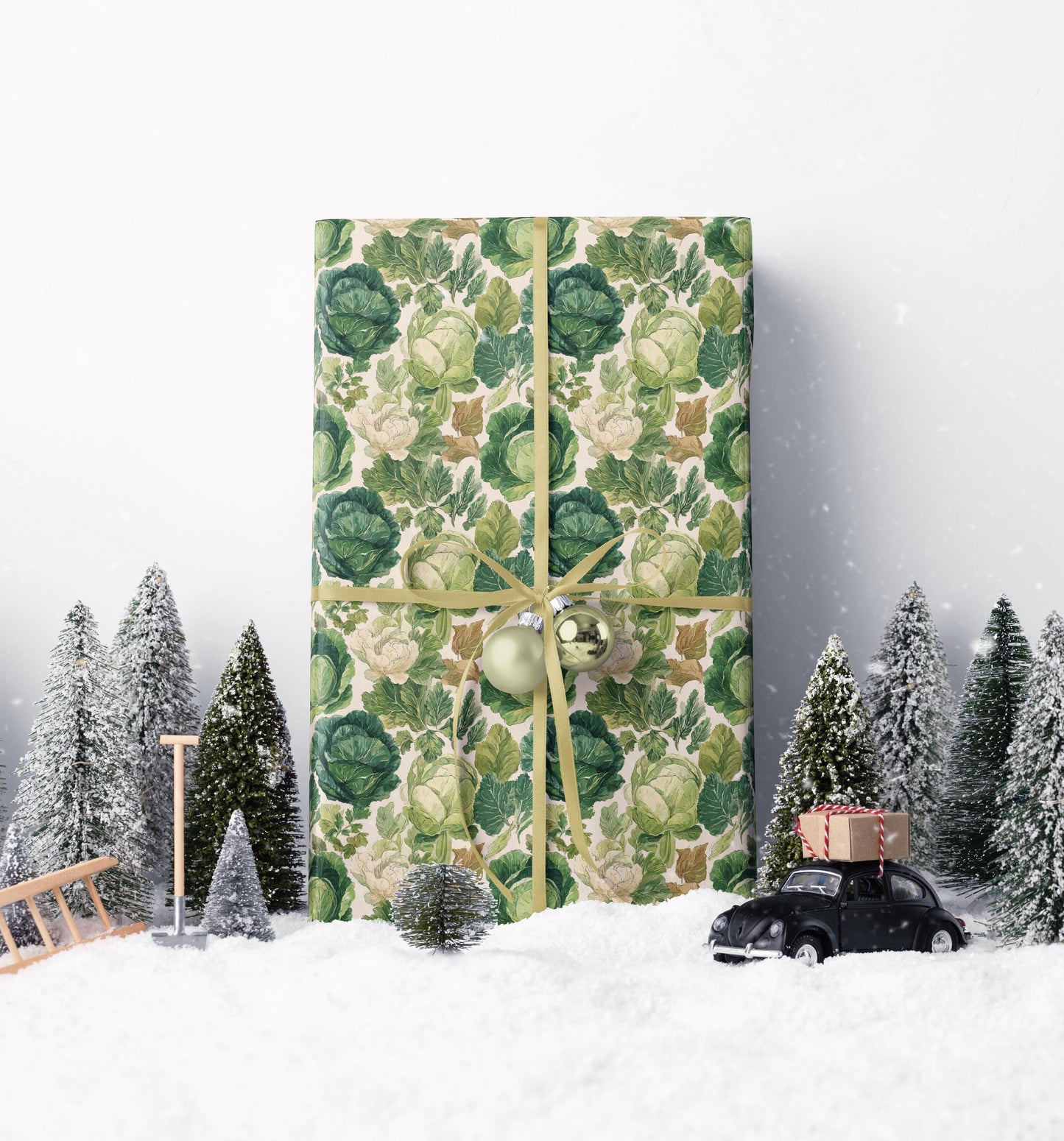 Farmers Market Wrapping Paper Roll Eco Rustic Leafy Greens Kale Design Farm Fresh Vegetables Farmhouse Country Gift Wrap #75