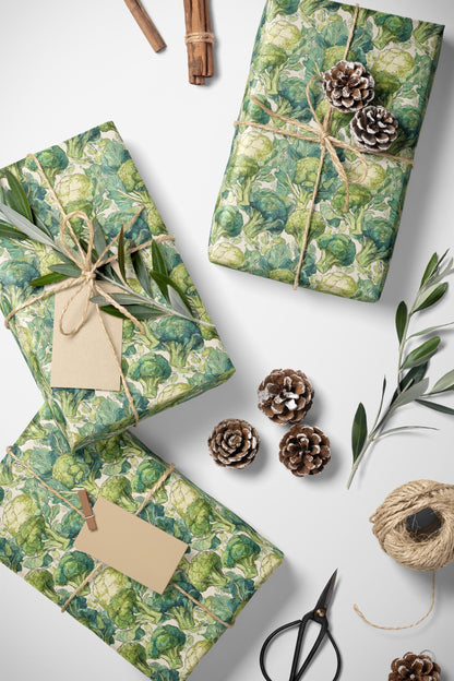 Farmers Market Wrapping Paper Roll Rustic Farmhouse Broccoli Illustration Eco Friendly Cou-3a20-422f-a288-526d113001cc_1_wrapping_paper_fill
