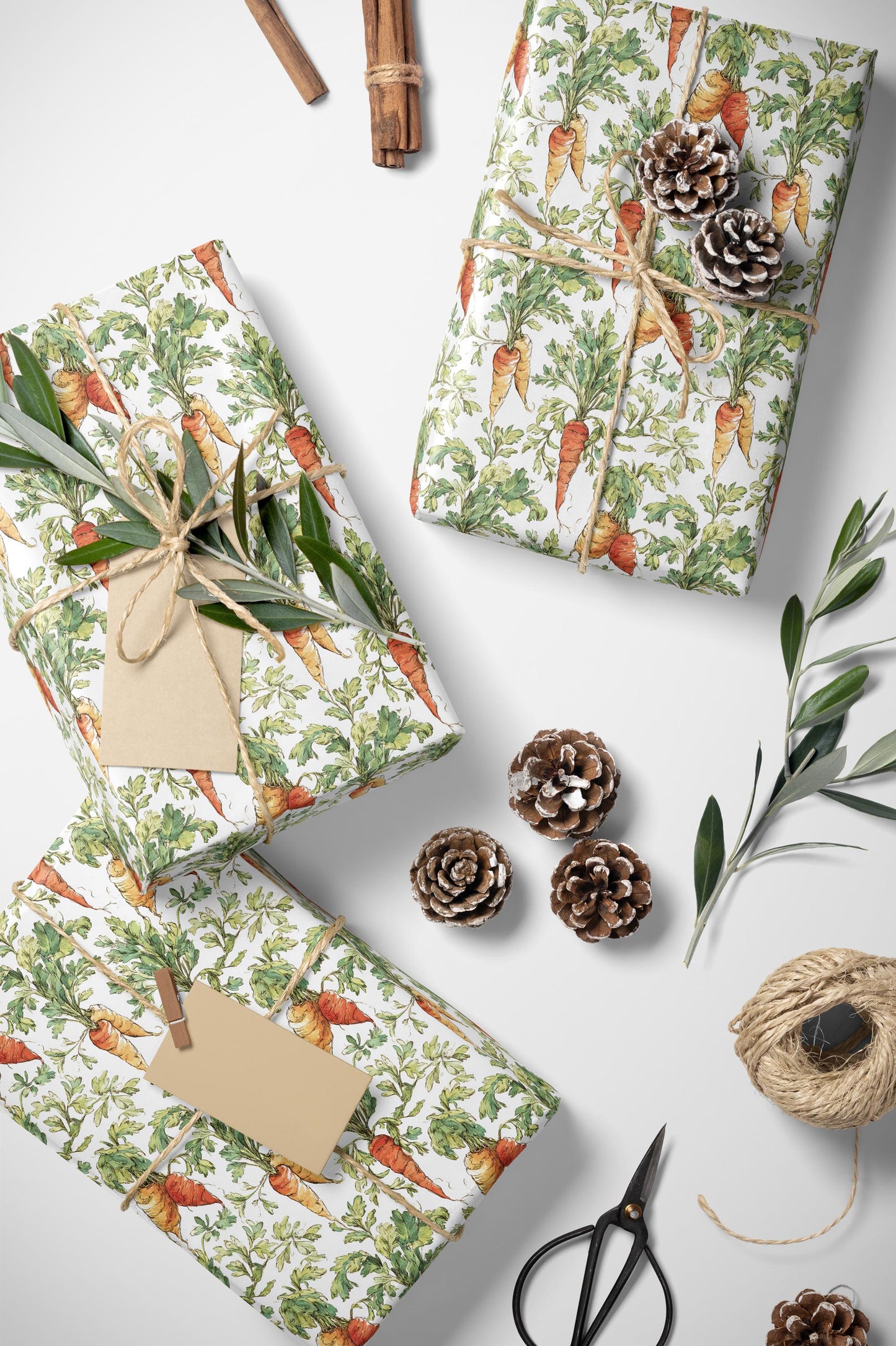 Farmers Market Wrapping Paper Roll Rustic Farm Fresh Carrots Design Eco Friendly Farmhouse Country Kitchen Veggie Gift Wrap #58