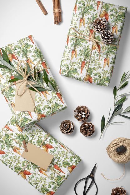 Farmers Market Wrapping Paper Roll Rustic Farm Fresh Carrots Design Eco Friendly Farmhouse Country Kitchen Veggie Gift Wrap #58