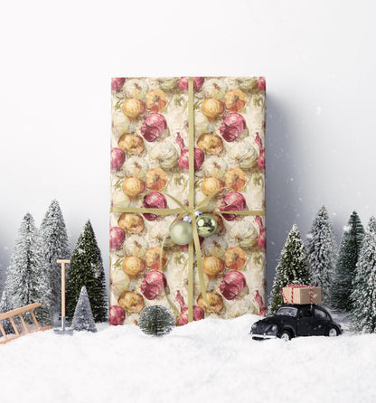 Farmers Market Wrapping Paper Roll Rustic Farmhouse Onions Illustration Eco Friendly Country Kitchen Organic Gift Wrap #78