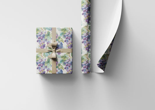 Farmers Market Wrapping Paper Roll Rustic Country Grapes Illustration Farmhouse Kitchen Eco Vineyard Fruit Gift Wrap #52