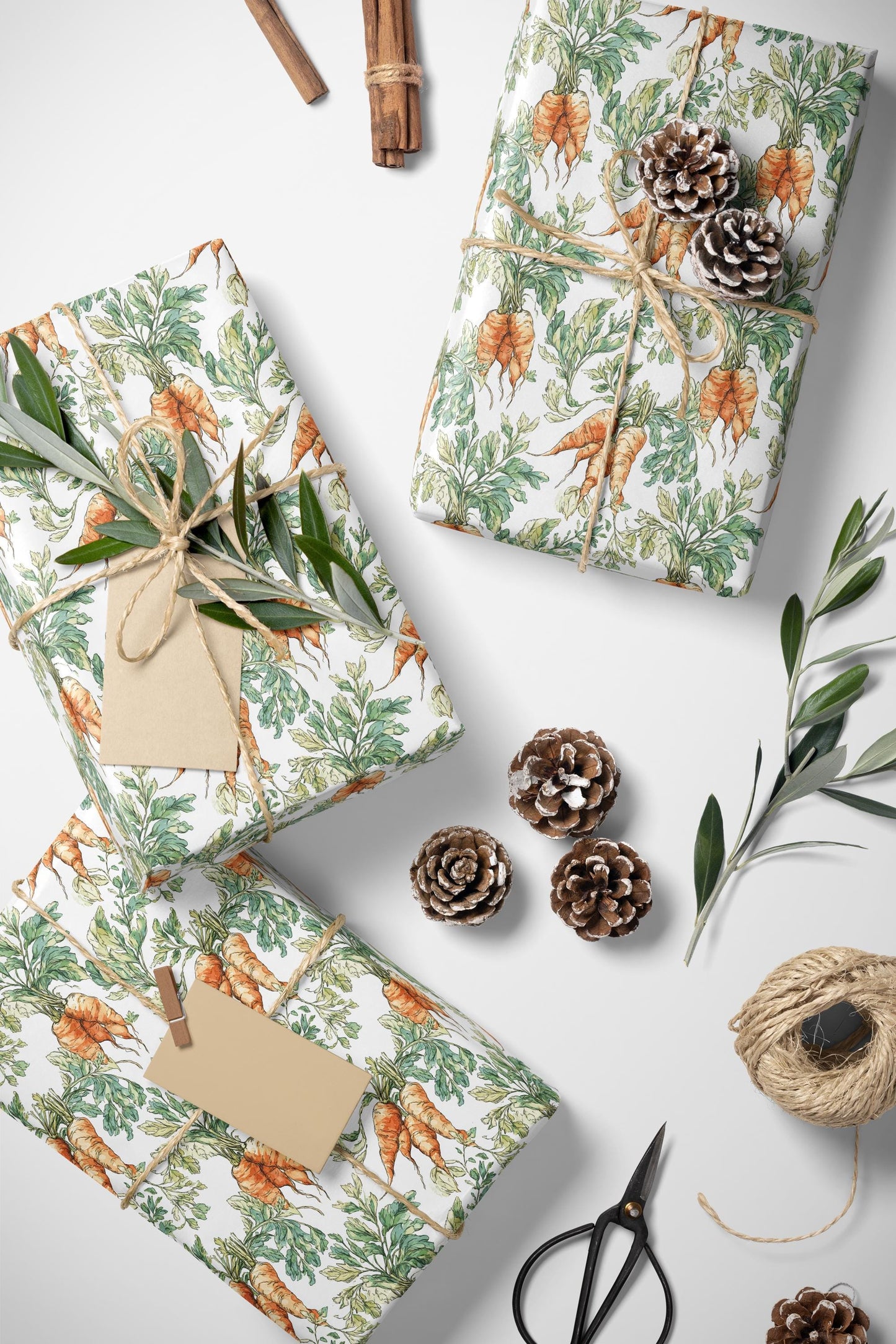 Farmers Market Wrapping Paper Roll Farmhouse Rustic Carrots Illustration Organic Eco Country Kitchen Vegetables Gift Wrap #59