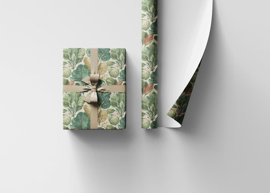 Farmers Market Wrapping Paper Roll Rustic Farmhouse Kale Leafy Greens Illustration Eco Friendly Country Kitchen Gift Wrap #74