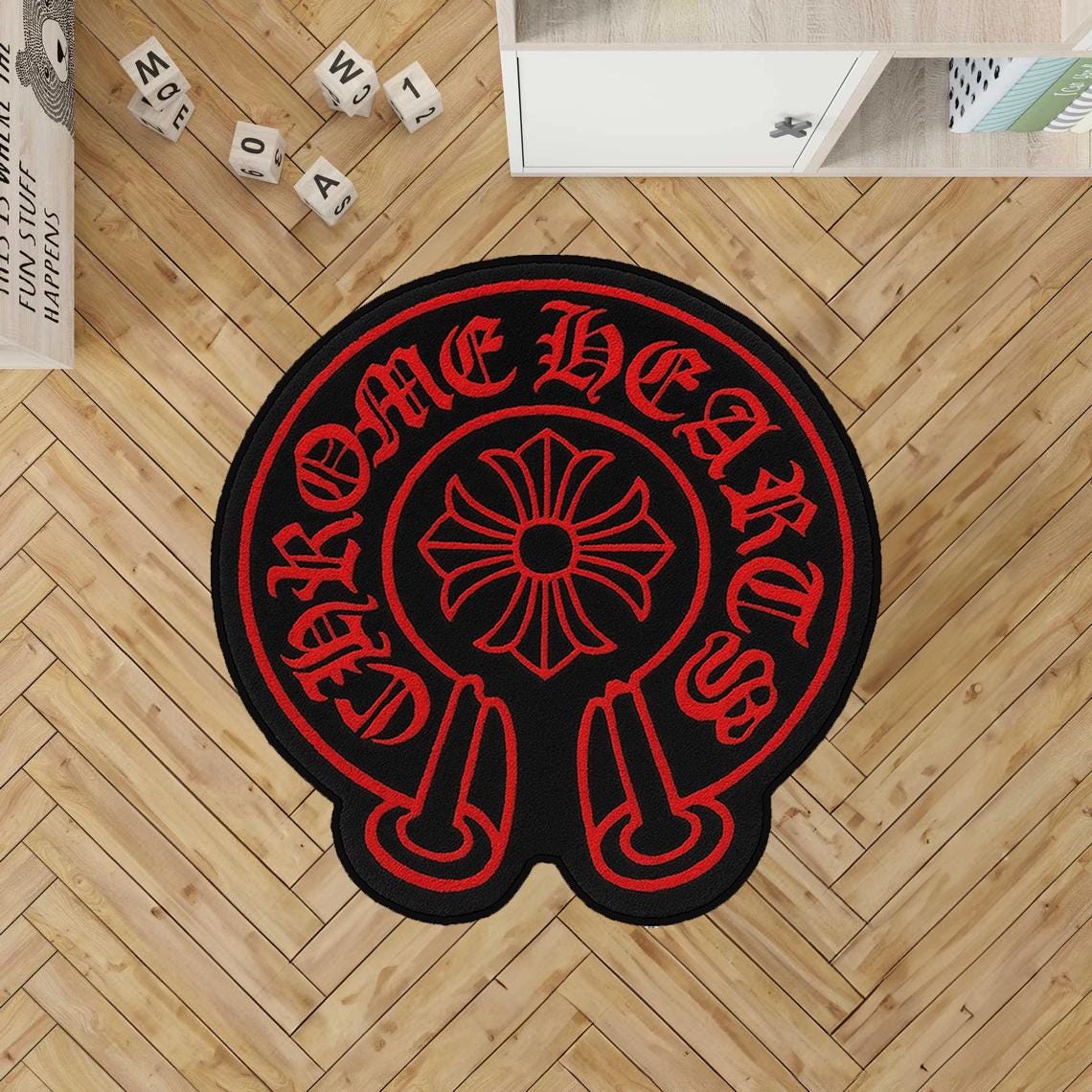 Gothic Cross Rug: Chrome Heart Inspired Y2K Style