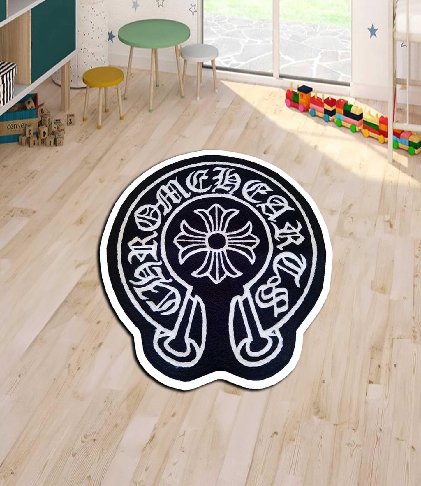 Gothic Cross Rug: Chrome Heart Inspired Y2K Style