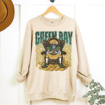 Green Bay Football Skull Vintage Shirt, Gift For Fan Football Game Day Unisex Shirt