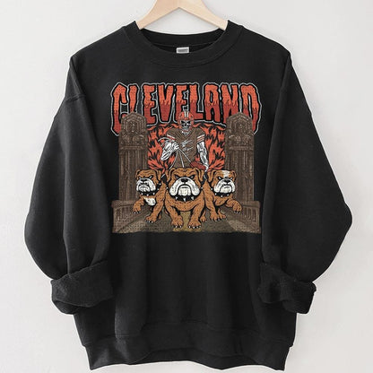 Cleveland Football Skull Vintage Shirt, Gift For Fan Football Game Day Unisex Shirt